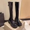 2025 Spring/Autumn Thick Sole Over-the-Knee Long Boots for Women/Men - Black Slimming Knight Style