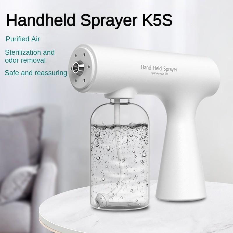 Pulvérisateur Portatif Manuel K5S Équipement de Stérilisation et Désinfection par Lumière Bleue Pistolet de Désinfection Rechargeable pour la Maison