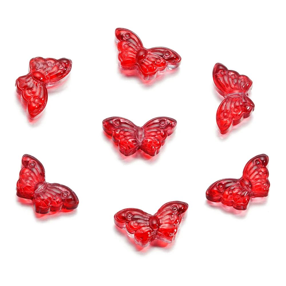 30Pcs/Lot 8*15mm Transparent Glass Small Butterfly Loose Charm Pendants for Necklace DIY Craft Jewelry Making Accessories