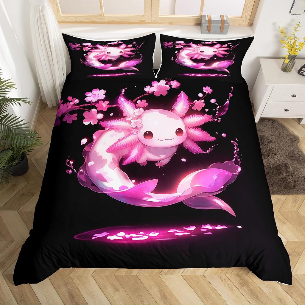 Ocean Sealife Duvet Cover Full Sizecartoon Salamander Comforter Cover Boys Girls Teens Bedspread Cover 3Pcs With 2 Pillowcases