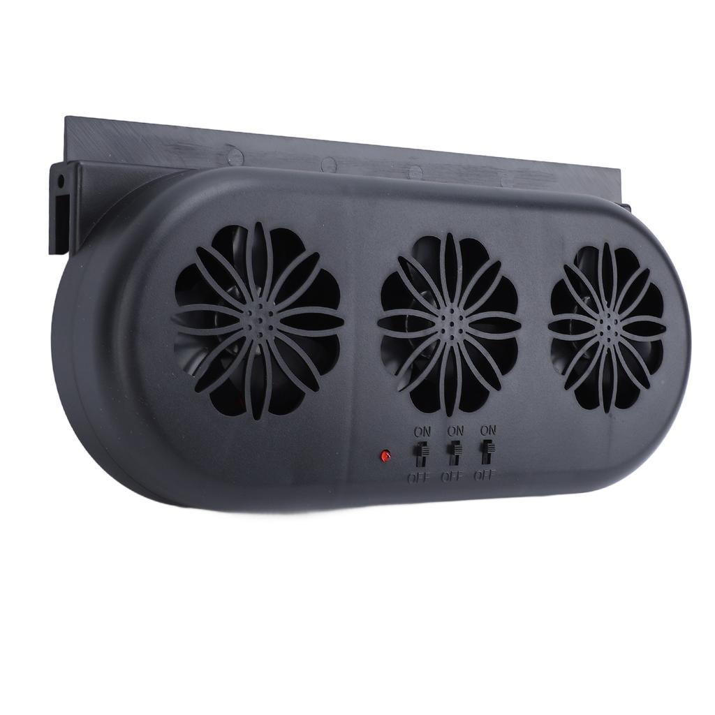 Car Air Vent Cooling Fan SUV Window Cooler 3 Outlet USB Plug in Circulation Exhaust Smoke Black