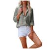Women Solid Color Cotton Linen Shirt Long Sleeve Lapel Button Button Shirt