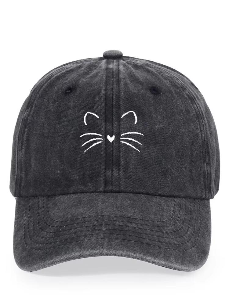 Cat Baseball Cap for Unisex & Women Lightweight Sun Protection Hat with Curved Brim Casual Outdoor Hat in Black