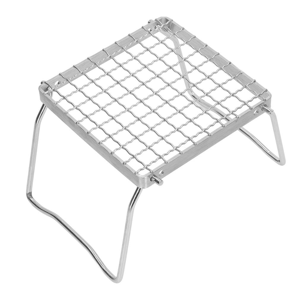 Camp Grill Grate with Foldable Legs 304 Stainless Steel Portable Grid Ultralight Campfire Stand for Hiking Picnic