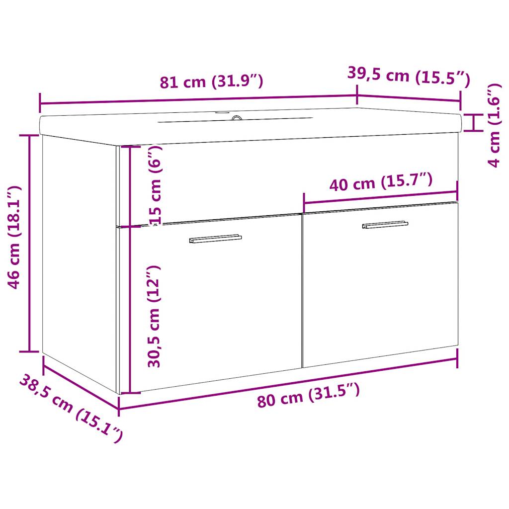 2 Piece Bathroom Furniture Set Rustic Wood Look Particleboard
