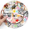 50PCS Pet Friends Graffiti Stickers - Cute English Phrases for Phone Cases & Luggage.