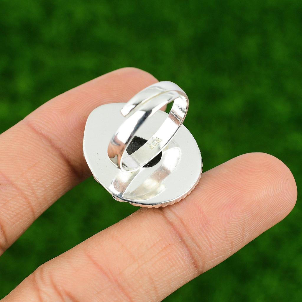 Mothers day Sale 925 Silver Natural Labradorite Promise Statement Bezel New Ring