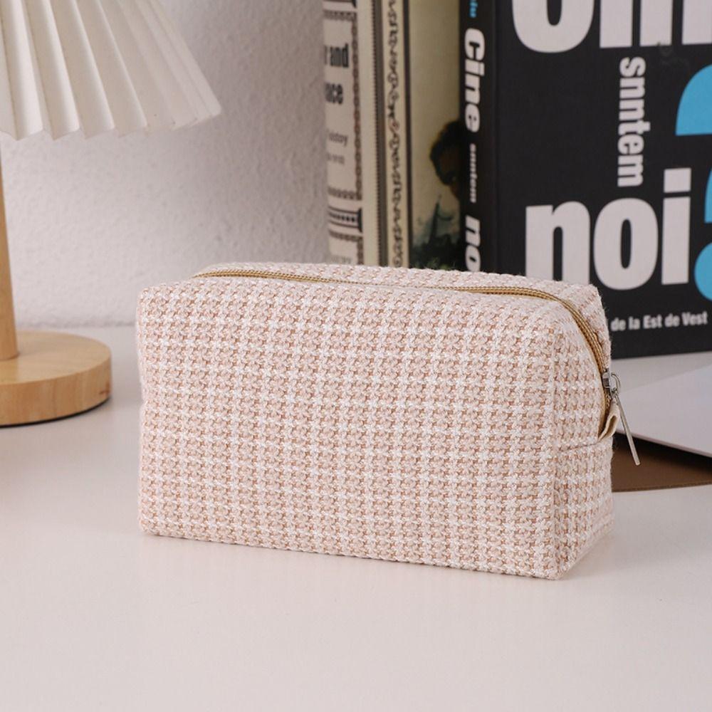 Kawaii Cosmetic Storage Bag Large Capacity Pen Box Durable Woven Pencil Case  Student Supplies