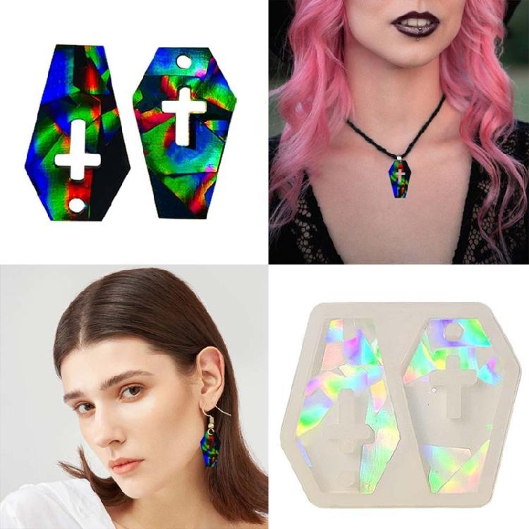 Silicone Mold DIY Hexagonal Cross Earring Keychain Pendant Mould Resin Molds