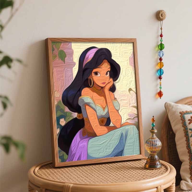 Disney Princess Jasmine Oil Painting Art Set Handmade Diy Gift Home Decoration
