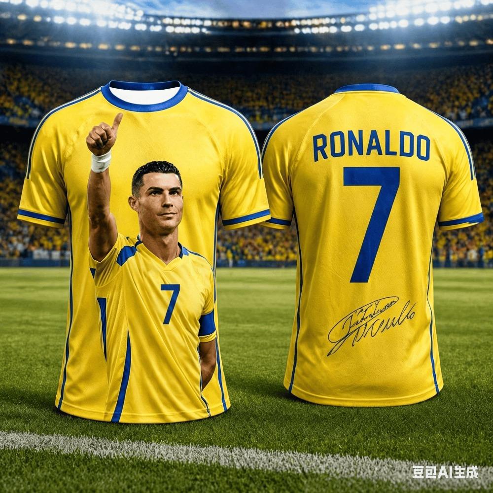 Tenue d'Été Spéciale Ronaldo Imprimé Maillot de Football T-shirt Coupe Ample et Confortable Convient pour un Usage Quotidien