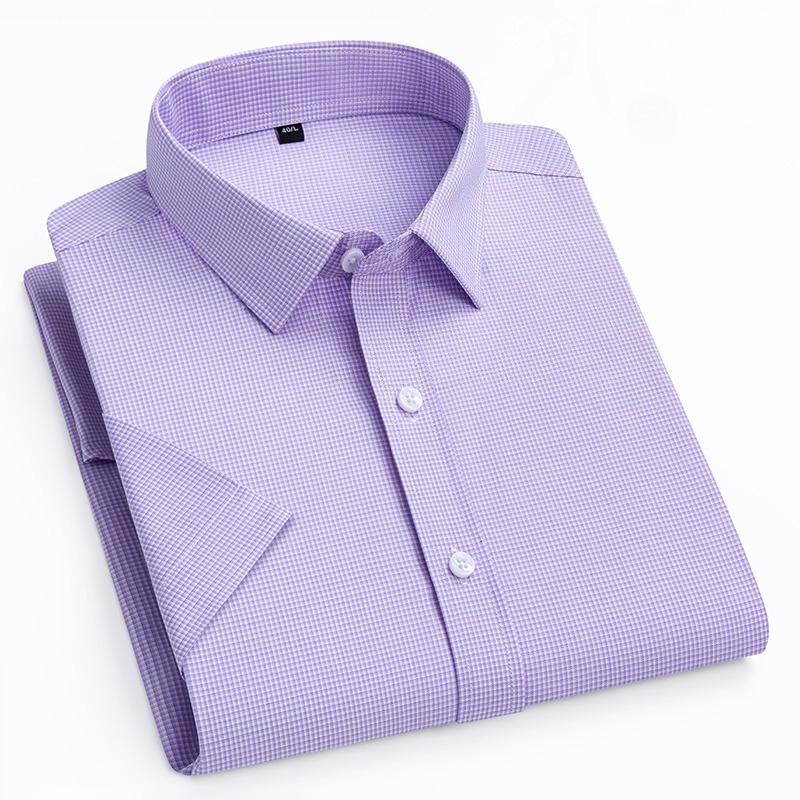Luxury hight qulity short sleeve shirts for men Silk slim fit formal shirt summer thin  hawaiian clothes soft ModaL office tops