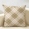 Classic Brown Plaid Cushion Cover Natural Linen Organic Fabric Double-Sided Printing Breathable Perfect For Home Decor