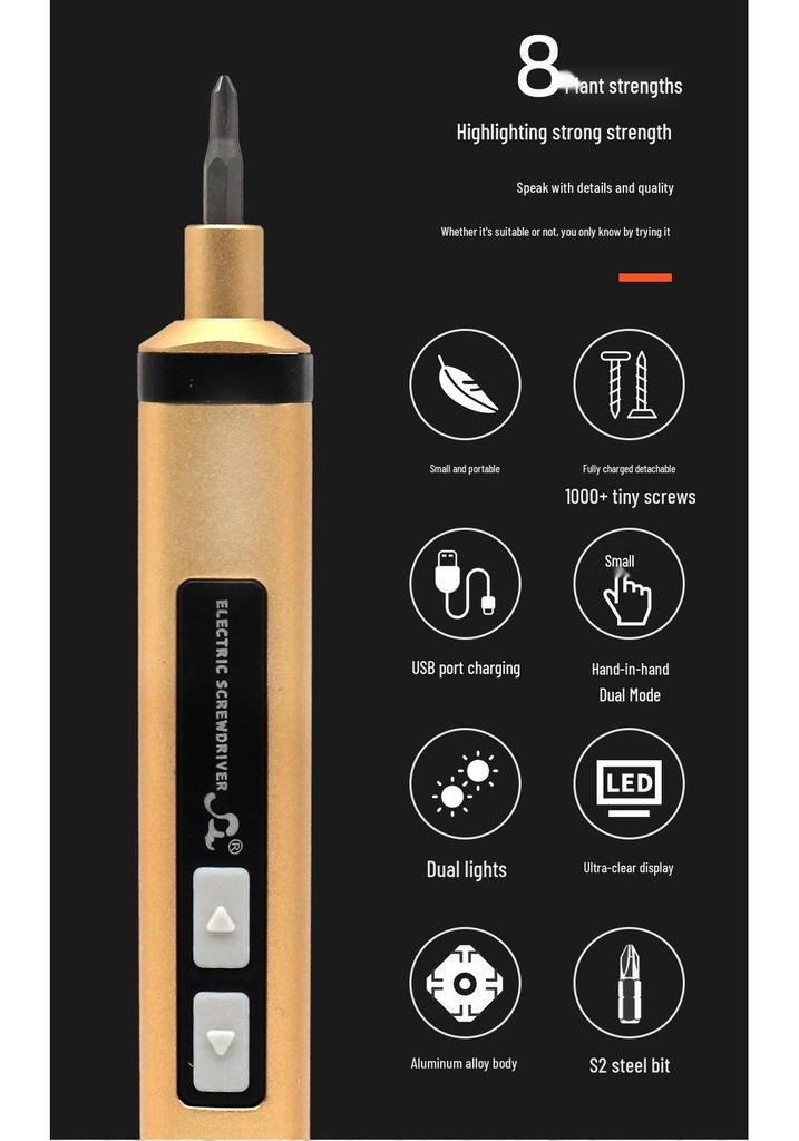 Compact Rechargeable Electric Screwdriver Set with Silent Operation and Long Battery Life