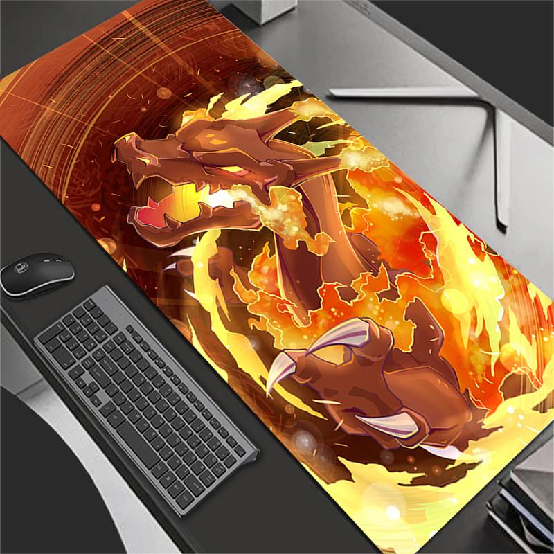 Mouse Pad Anime Gaming Accessories Large Carpet Gamer PC Computer Office Laptop Keyboard Desk Mat P-Pokemons Charizard Mausepad