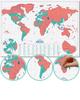 Luckies Sharp World Map SUCK UK Panel, 42x30cm, Coral,