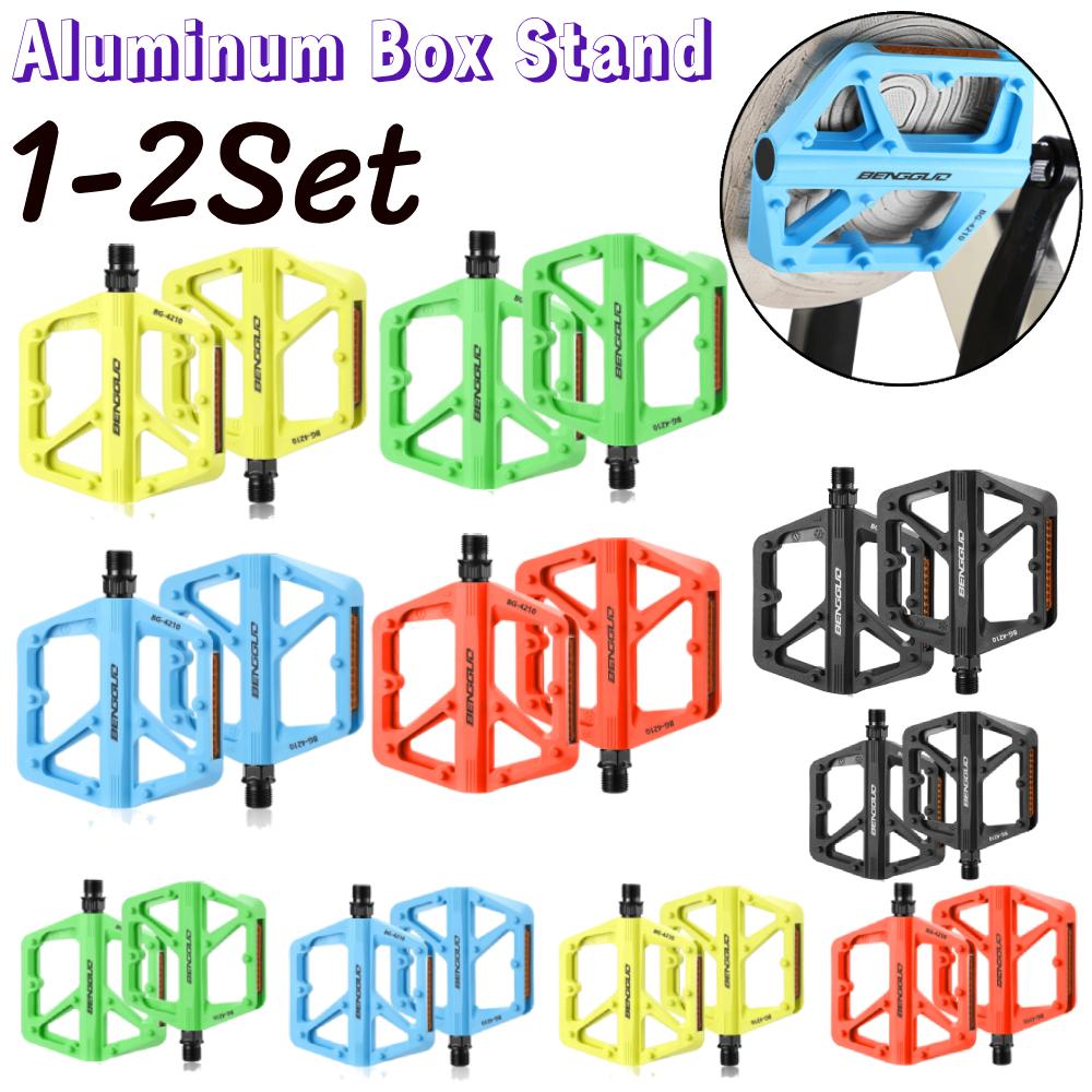 1/2Set Double DU Bearing Ultralight Bike Pedals with Reflector Mountain Bike Flat Pedals Bicycle Platform Pedal Bike Accessories