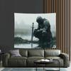 3D Knight Kneeling Wall Tapestry  Medieval Knight with Sword Vintage Gothic Home Decor  No Electricity Needed Easy Hang Inst