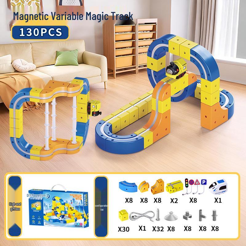 International Children's Educational Magnetic Building Blocks High-speed Rail Toy Train.