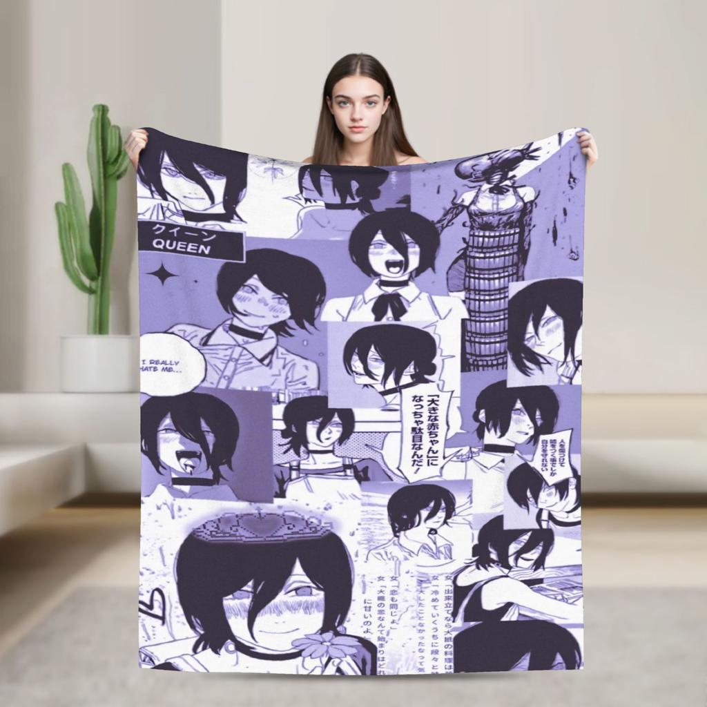 Reze Anime Girl Blankets C-Chainsaws Plush Vintage Warm Throw Blanket for Chair Covering Sofa Autumn/Winter