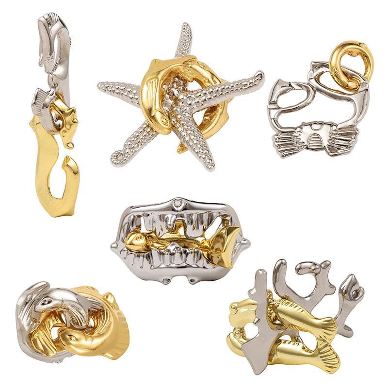 Intelligence Puzzle Zinc Alloy Disentanglement Rings - Unlock Nine Linked Rings Kongming Luban Lock Educational Toy