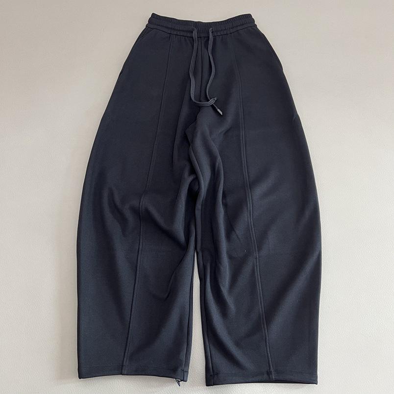 Women s Elastic Waist Woolen Sweatpants: Versatile, Slimming, Casual Fit with Drawstring for a Lazy Style. Medium темно-синий