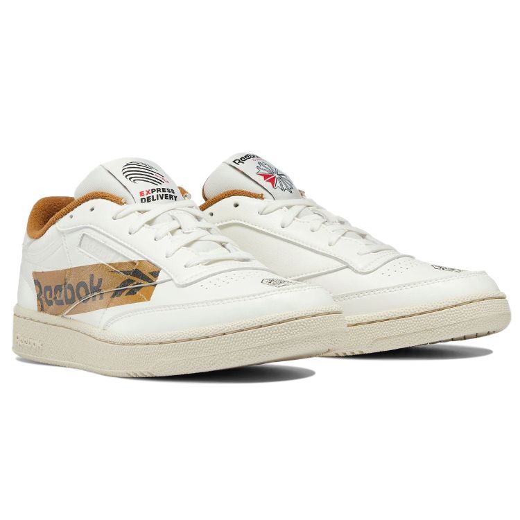 Reebok Club C Series Comfortable Low-Top Sneakers Unisex Sneakers White Brown GX1141