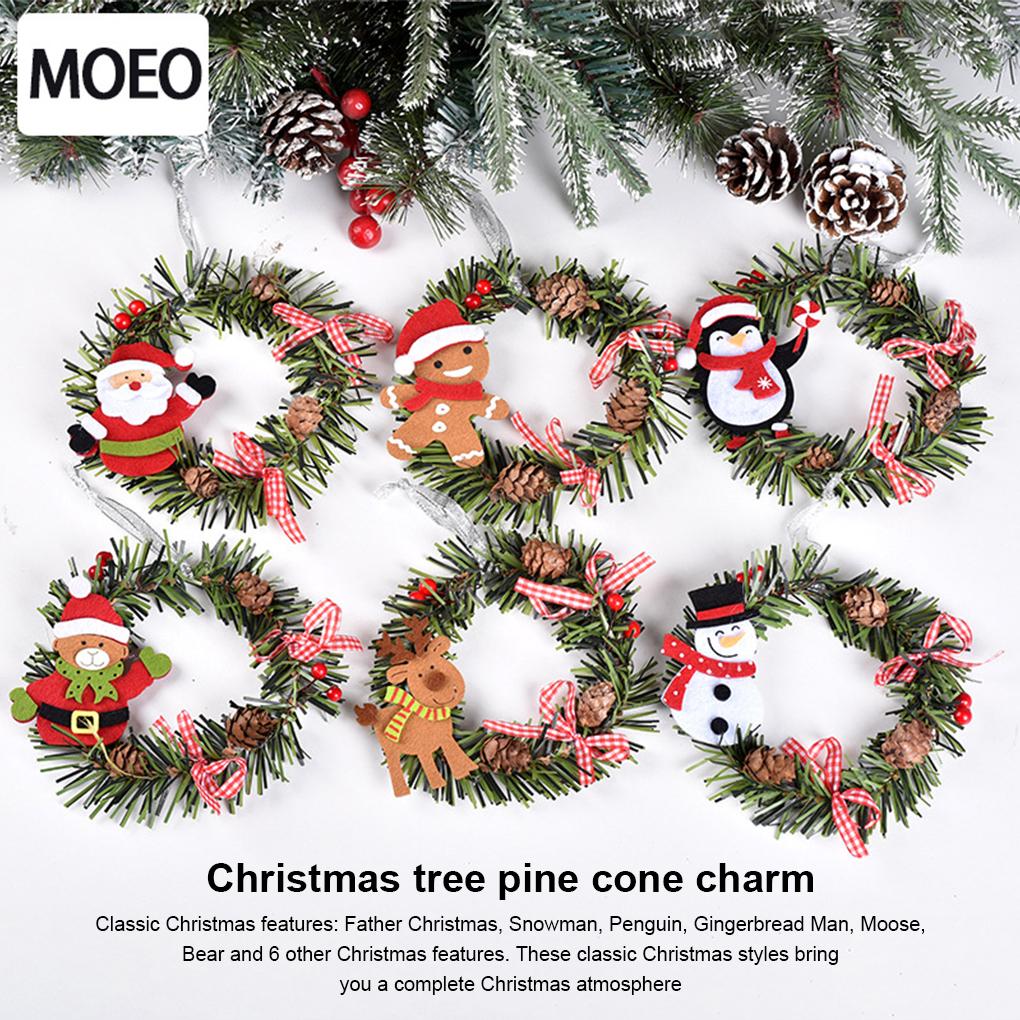 Artificial Christmas Wreath Hanging Simulation Xmas Garland Reusable Indoor Decoration Ornament Pendant Background Decor