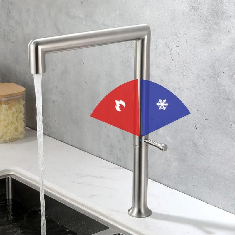 Brushed Gold 304 Stainless Steel Creative Kitchen Sink Faucet 180 Degree Rotating Sink Deck Mixer Kitchen Washing Faucets