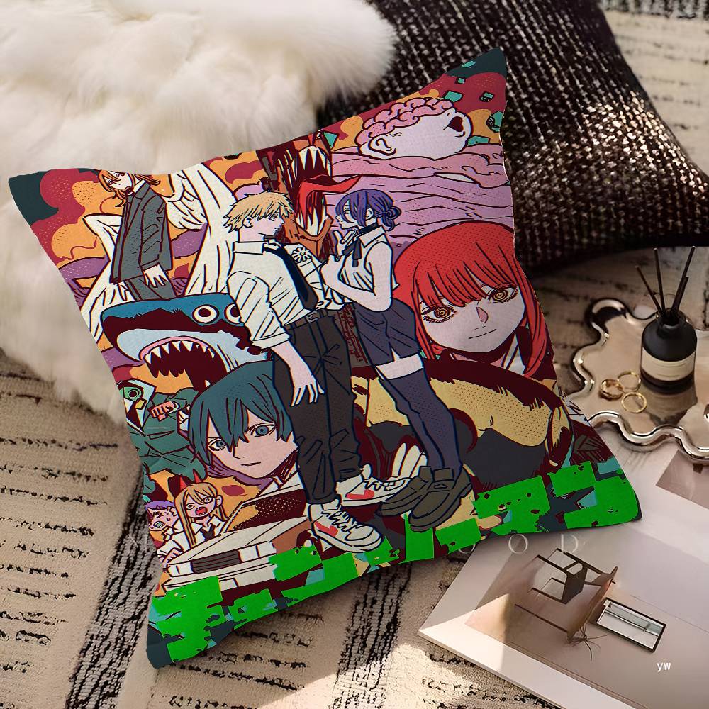 Anime Chainsaw Man Lucky Dragon Pillow Cover Sofa Cushion Cover Home Room Decoration Children Gift