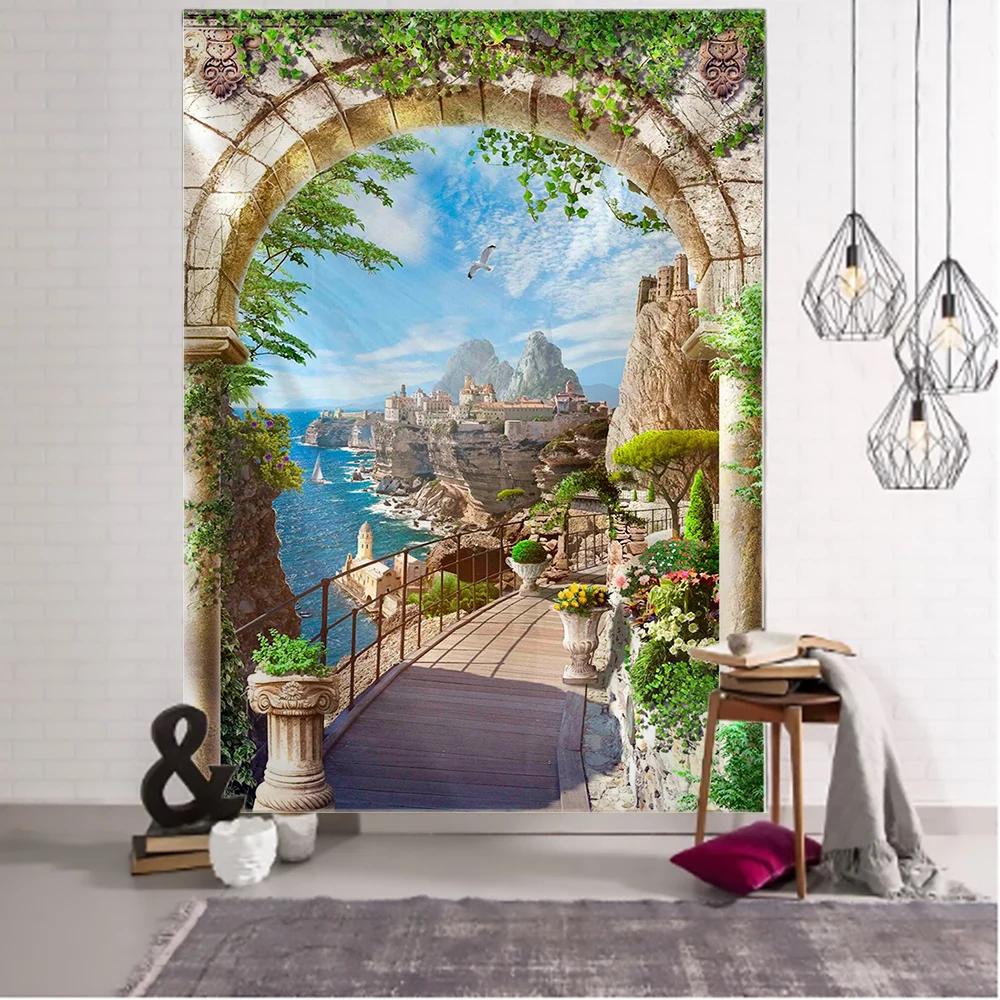 Nordic psychedelic hanging fabric background wall covering home decoration wall blanket tapestry bedroom wall hanging