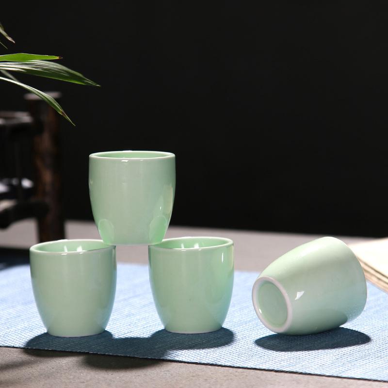 Ręcznie robiony zestaw do sake w kolorze celadon, styl japoński, ceramiczny, 1 karafka, 8 filiżanek, na formalne okazje, kolekcjonerski