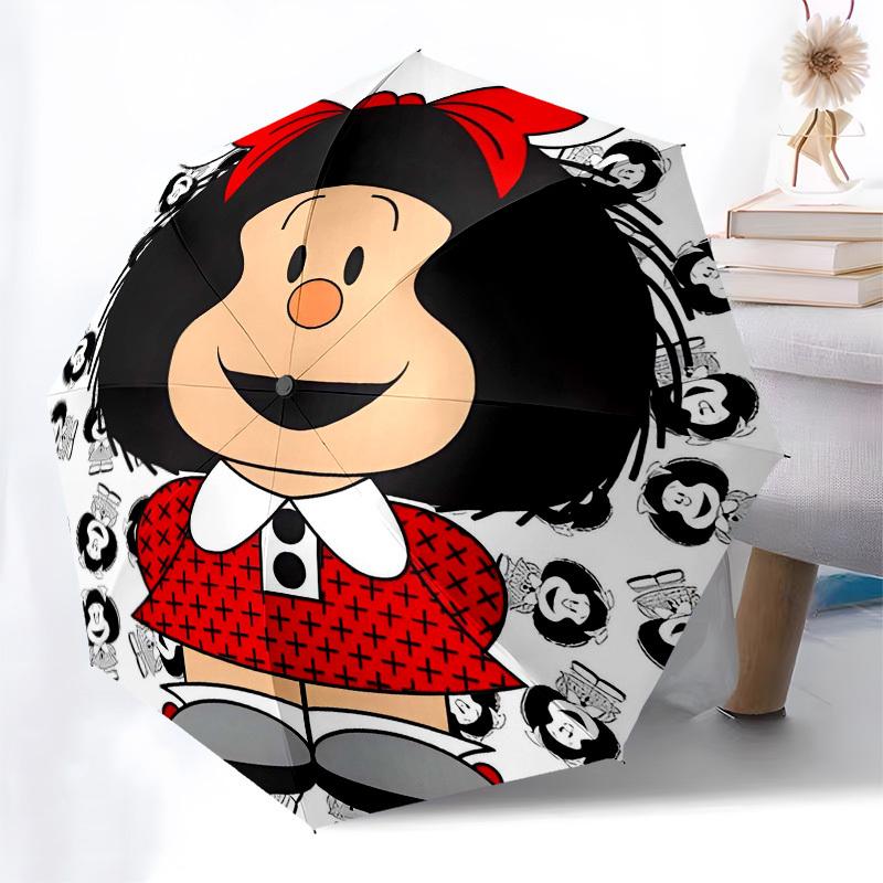 Mafalda, Cartoon Automatic Opening and Closing, 8 Rib Structure Portable Umbrella, Suitable for Men and Women In All Seasons Perfect Gift F