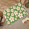 Door Mat,70s Groovy Flowers Welcome Mat Indoor,Green Floral Non-Slip Outdoor Entry Mat for Home Entryway, Low Profile Floor Rugs
