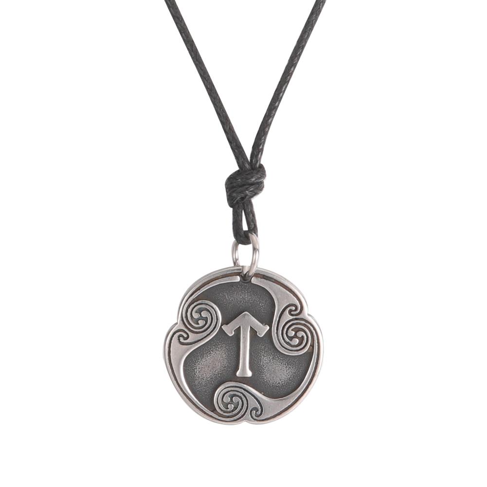 Retro Mysterious Runes Necklace Viking Jewelry Rope Chain Adjustable Necklaces Stainless Steel Pendant Amulet Jewelry