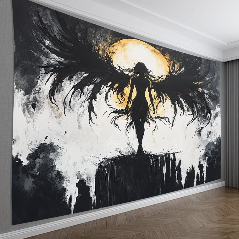 1pc Moonlight Angel Tapestry for Living Room Bedroom Party Decoration 3D Wall Hanging Elegant Home Decor Creative Gift