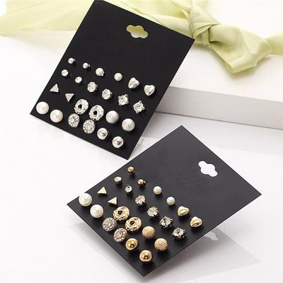 12 Pair/Set Imitation Pearl Heart Love Crown Triangle Stud Earring Lady Jewelry
