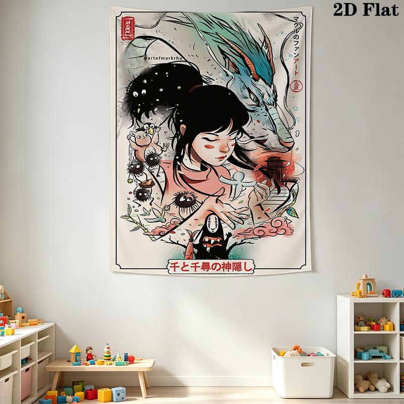 Prinzessin Mononoke Mythische Reise Wandteppich Wandmontage Mode Druck Hintergrundtuch Weihnachtsgeschenk Weich