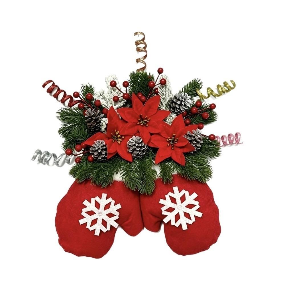 Artificial Wreath Christmas Wreath Glove Shape Christmas Garland Christmas Door Wreath Gate