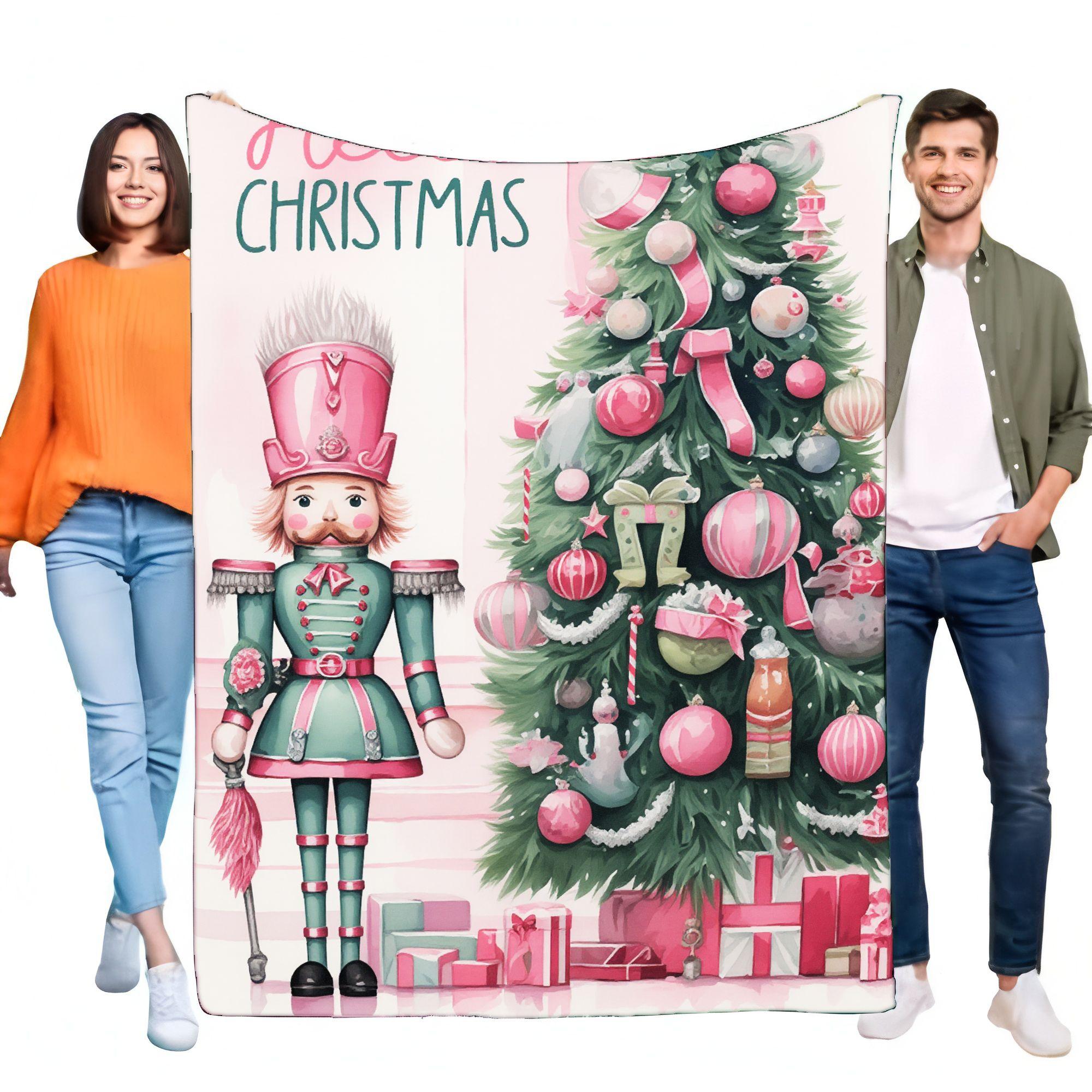 

Рождественский плед «Щелкунчик» Уютный Мягкий Плюшевый На Кровать Диван Накидка Подарок для Детей и Взрослых, Праздничный Декор, Легкий и Теплый, Идеальный 70x100cm