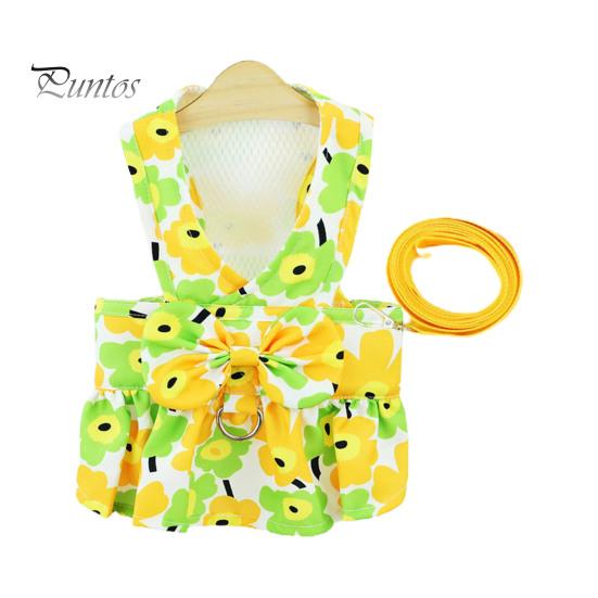 

1 комплект, красивый привлекательный поводок для собаки с бантом, платье с цветочным принтом, поводок для собак, платье, аксессуары для домашних животных M зелёный