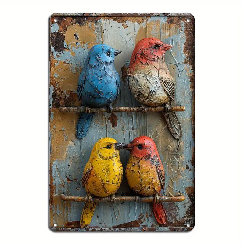 Metal Tin Poster Pastoral Birds Metal Tin Signs Posters Plate Wall Decor for Bars Restaurant Cafe Clubs Retro Posters Plaque