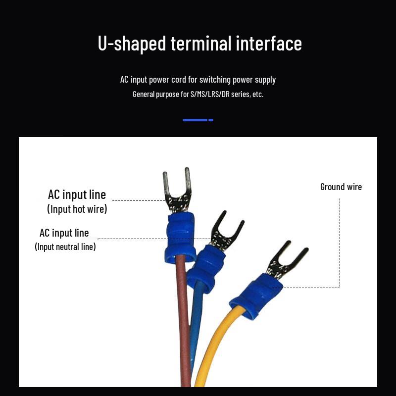 LED Desk Lamp 3-Pin Power Cord with Switch and U-Terminal