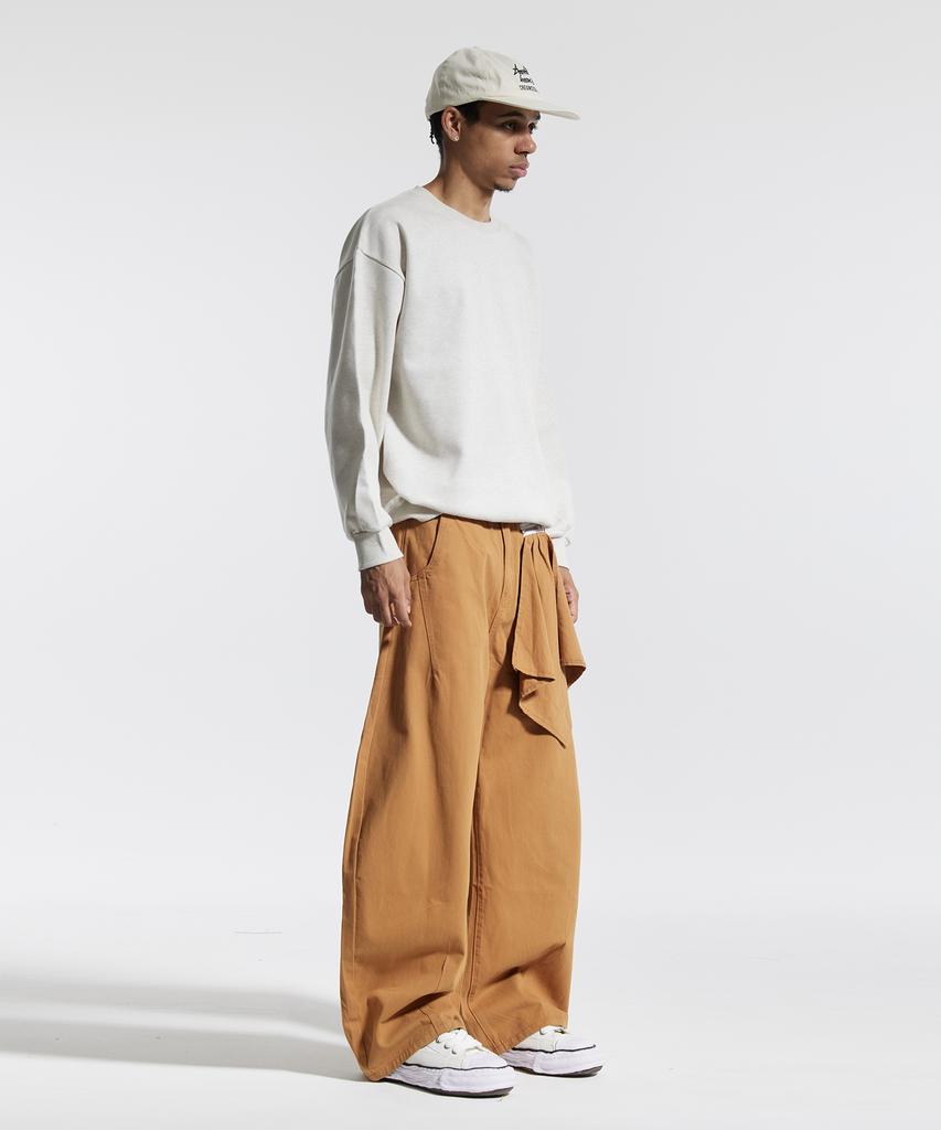CREAM SODA LAB Handkerchief Wide Balloon Curved Pants Camel