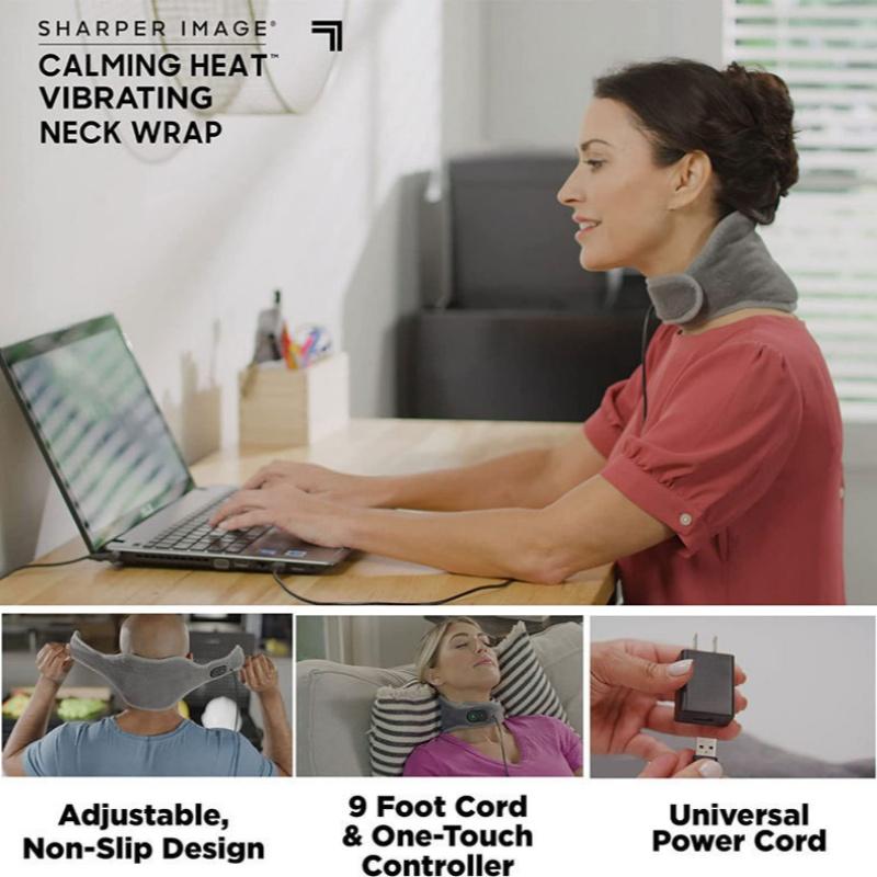 New Hot Sell Portable Heat Massaging Neck Wrap Memory Foam Electrically Heated Massage Neck Heat Therapy Massage Pillow