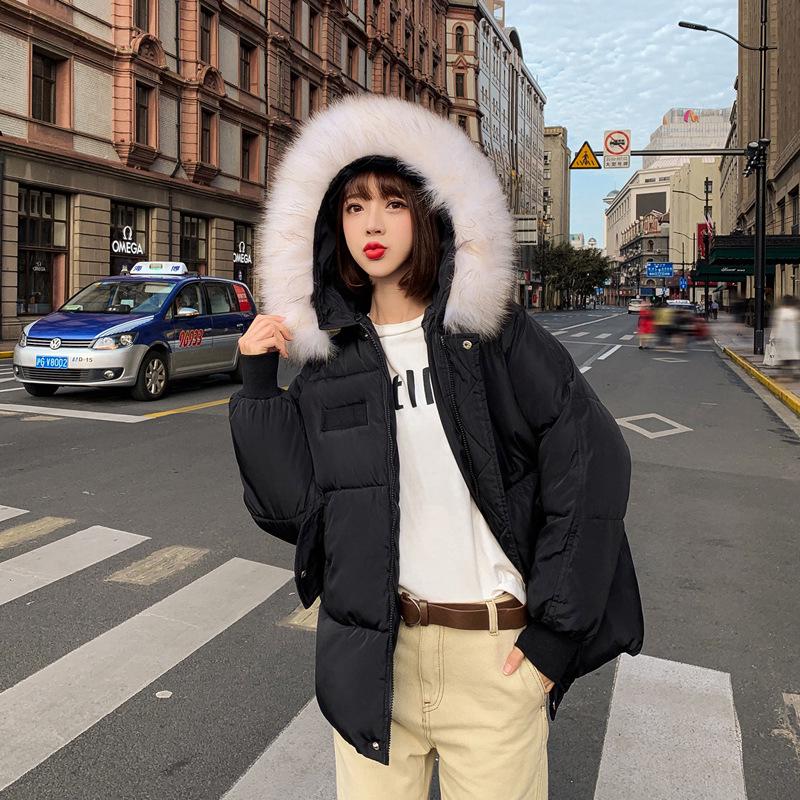 

Women s short cotton-padded clothes, winter new hooded small cotton-padded jackets, women s loose down cotton-padded clothes XL чёрный