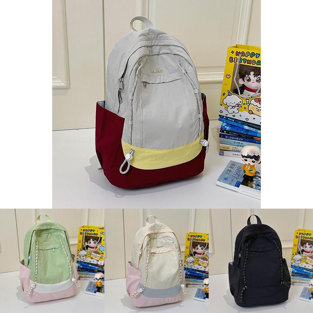 Nylon Casual Backpack With Geometric Pattern For School And Travel Use