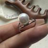 Anelli in Argento Sterling 925 per Donne Coppia Minimalista Fatti a Mano Semplice Anello con Sfera di Perla Grande Gioielli Raffinati Regalo Previene Allergie