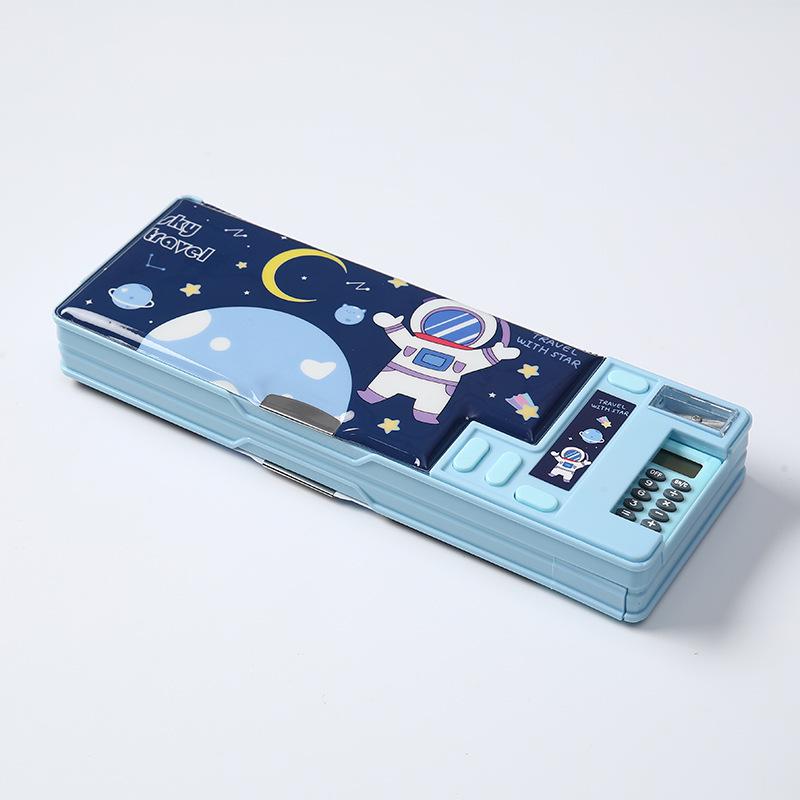 Creative Double-Sided Pencil Case with Calculator for Primary Students