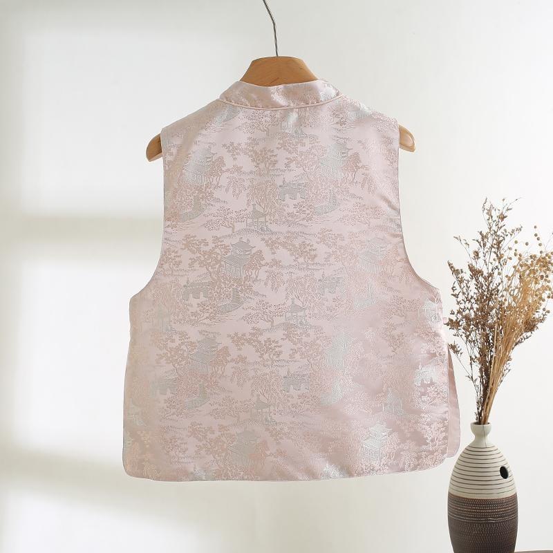 2025 Versatile Vest Women's Early Spring Stand-up Collar Jacquard Button Sleeveless Vest Top